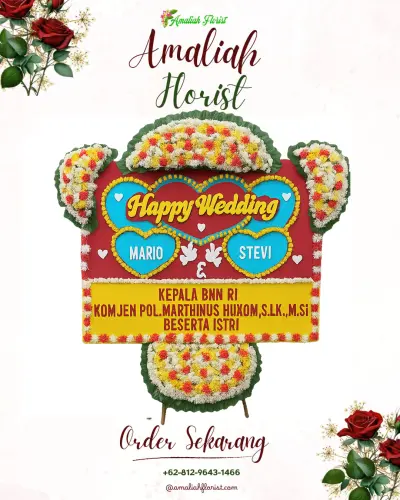 Karangan Papan Bunga Pernikahan di Argosuko